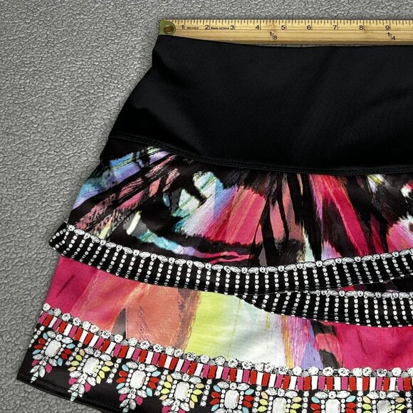 Lucky in Love Skort Womens Small Black Multicolor Tennis Ruffle Built-In Shorts - Picture 2 of 7